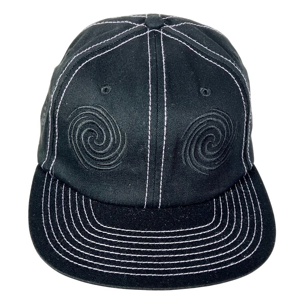 Vans Off The Wall Skate Swirl Unstructured Embroidered Black Strapback Hat Cap